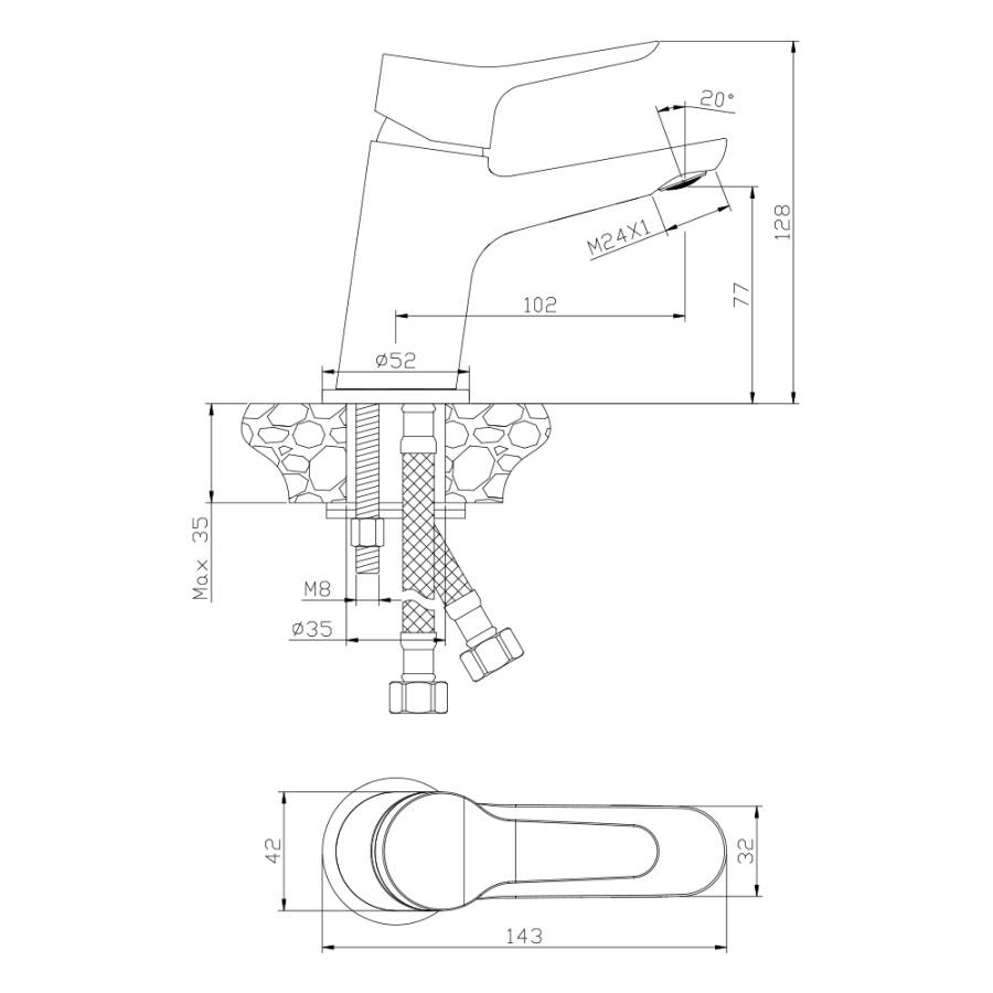 Смеситель д/раковины IBIZA, арт.19100IB Смеситель д/раковины IBIZA, арт.19100IB