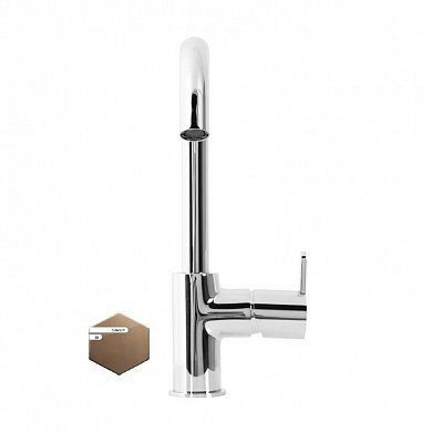 LEAF-LSM-A-L-SS Смеситель для кухни однорычажный, с донным клапаном, исполнение Sunset