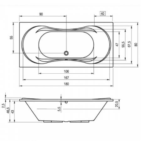 Акриловая ванна Riho Supreme 180x80 Акриловая ванна Riho Supreme 180x80
