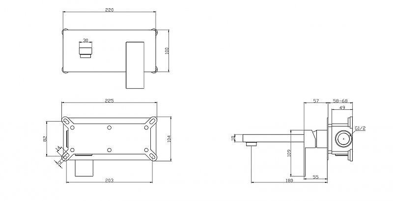 ROMANO Встраиваемый смеситель для раковины, хром ROM-BLM-CRM ROMANO Встраиваемый смеситель для раковины, хром ROM-BLM-CRM