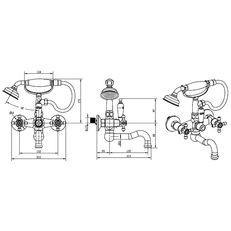 Смеситель для ванны (душевой комплект)_Комплект Смеситель для ванны (душевой комплект)_Комплект