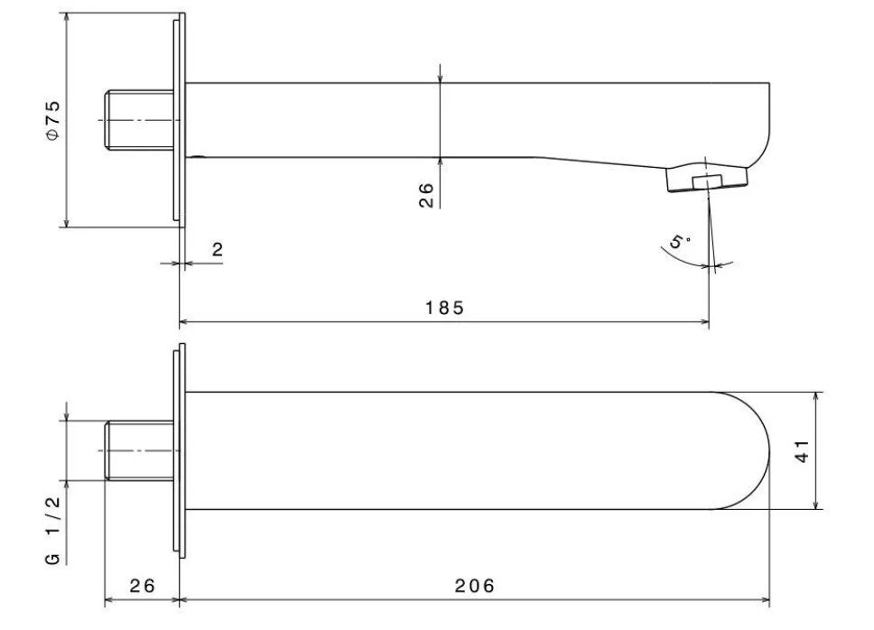 Настенный излив OLE, золотой атласный Настенный излив OLE, золотой атласный