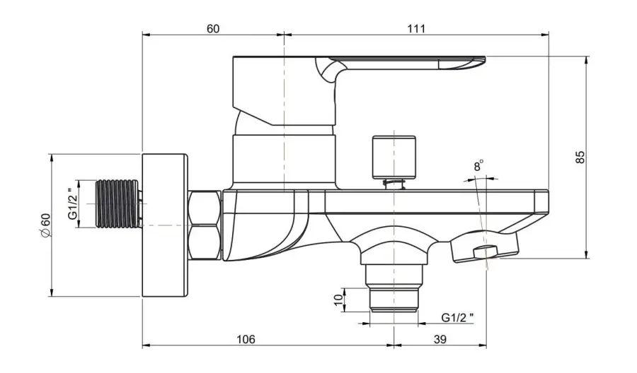 Смеситель SONATA для ванны, матовый черный Смеситель SONATA для ванны, матовый черный