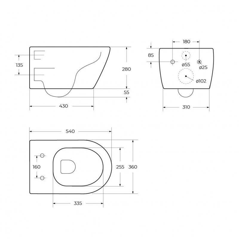 MOLVENO Чаша подвесного унитаза безободкового CZR-2468-TH-R MOLVENO Чаша подвесного унитаза безободкового CZR-2468-TH-R