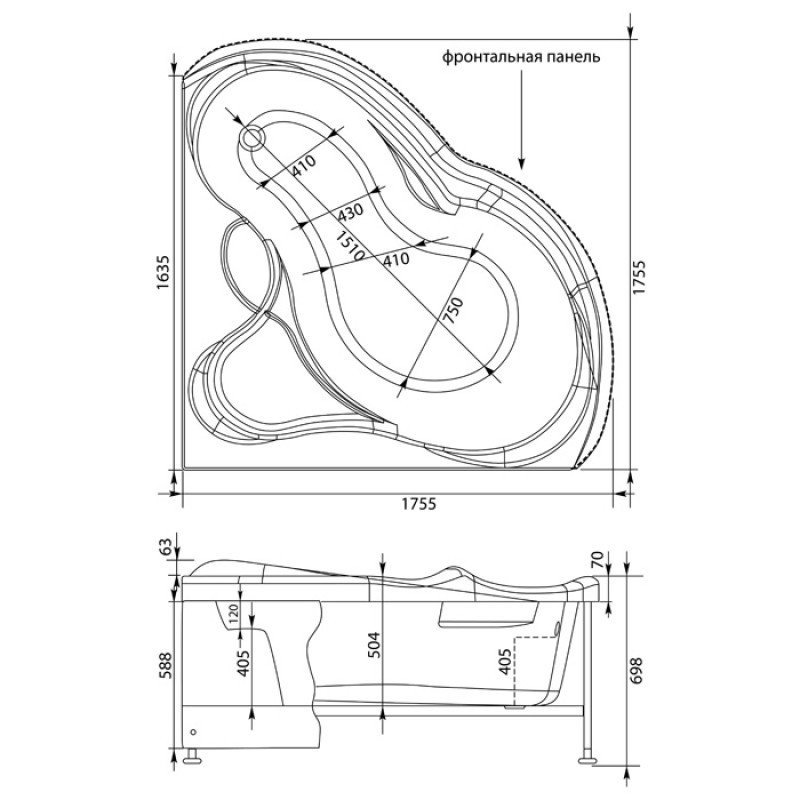 Акриловая ванна Aquanet Bellona 165x165 (с каркасом) Акриловая ванна Aquanet Bellona 165x165 (с каркасом)