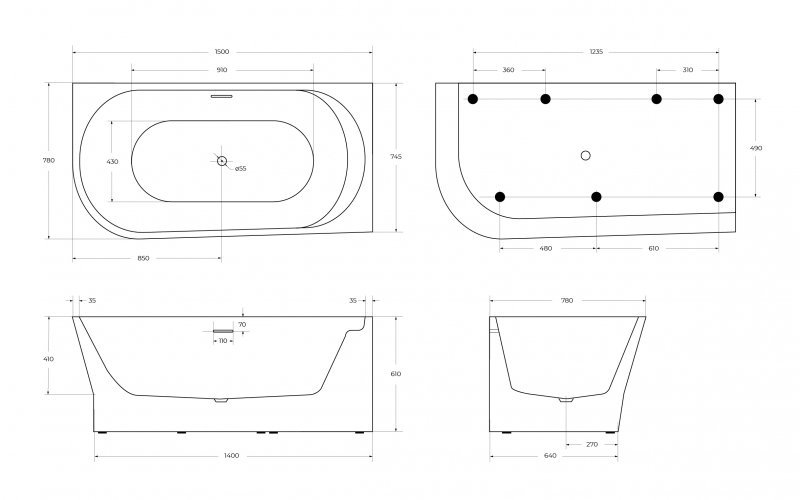 Акриловая ванна BELBAGNO BB410-1500-780-L Акриловая ванна BELBAGNO BB410-1500-780-L