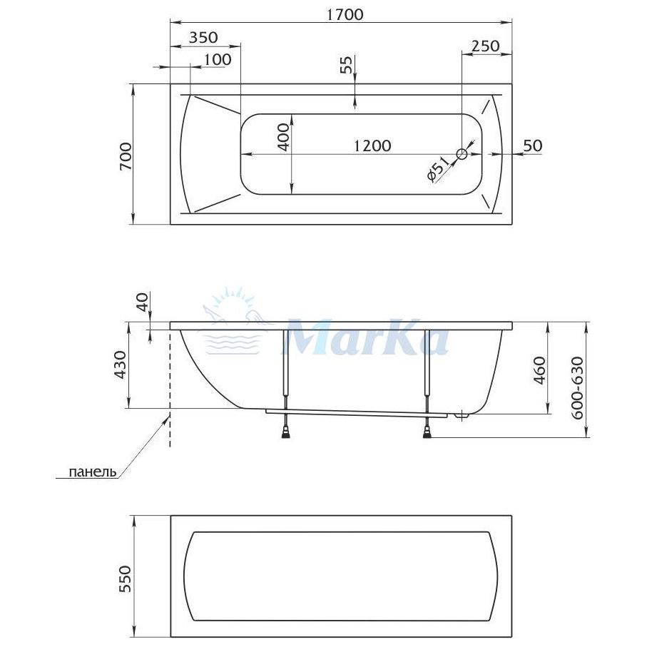 Акриловая ванна 1Marka Modern 175х70 01мод17570 Акриловая ванна 1Marka Modern 175х70 01мод17570
