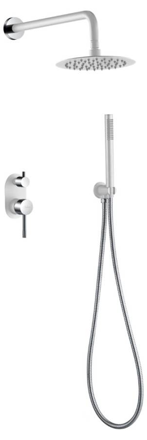 Смеситель встроенный + верхний+ ручной душ Uno. Белый Хром Смеситель встроенный + верхний+ ручной душ Uno. Белый Хром