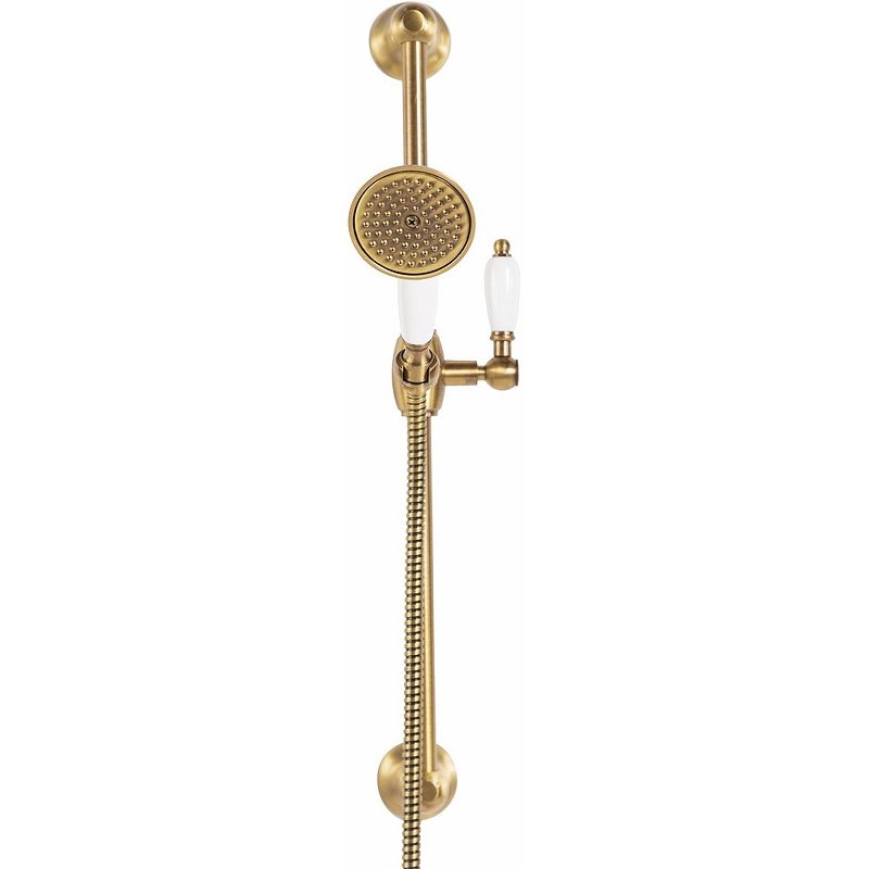 CZR-U-S-02-Bi Душевая штанга для ручного душа, ручка белая, исполнение бронза CZR-U-S-02-Bi Душевая штанга для ручного душа, ручка белая, исполнение бронза