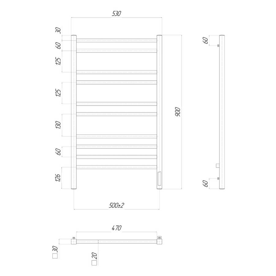 Полотенцесушитель электрический Lemark Unit LM45910Z П10 500x900, диммер справа, хром Полотенцесушитель электрический Lemark Unit LM45910Z П10 500x900, диммер справа, хром