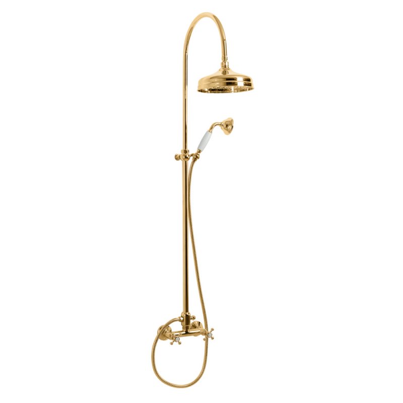 GOLF-CD-02-Bi Душевая стойка со смесителем, верхним и ручным душем Исполнение: Бронза, Ручки: Бронза  GOLF-CD-02-Bi Душевая стойка со смесителем, верхним и ручным душем Исполнение: Бронза, Ручки: Бронза