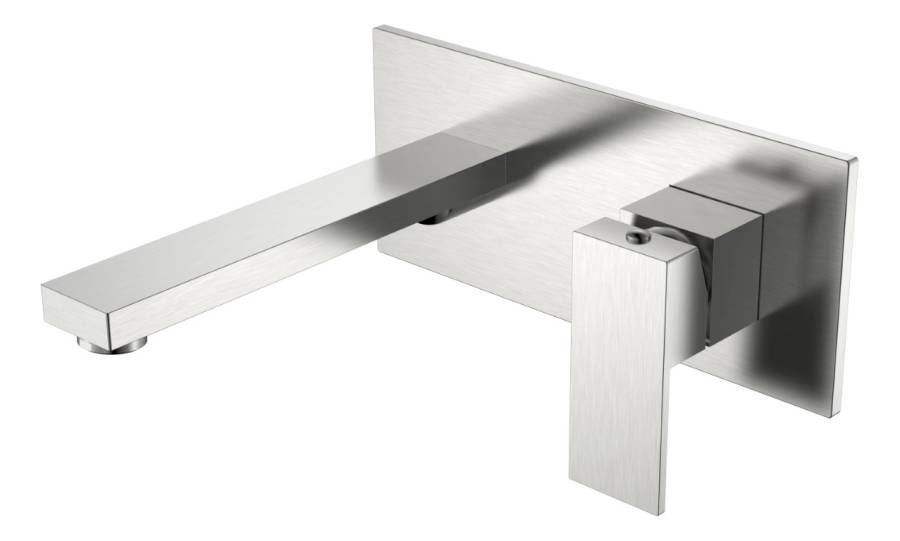 Смеситель для умывальника из стены Qubic Brushed Nickel Смеситель для умывальника из стены Qubic Brushed Nickel