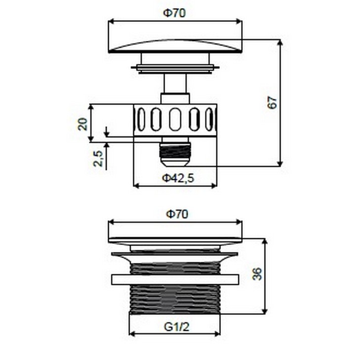 Пробка Click-clack для отдельностоящей ванны ARIN.2485.01GL (золото) Пробка Click-clack для отдельностоящей ванны ARIN.2485.01GL (золото)