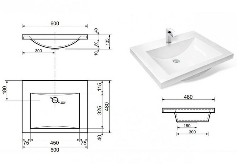 Раковина Монако 600*480, шт Раковина Монако 600*480, шт