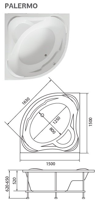 Акриловая ванна 1Marka Gracia 150х90 R 01гр1590п Акриловая ванна 1Marka Gracia 150х90 R 01гр1590п
