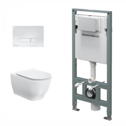 Комплект инсталляции с подвесным унитазом, кнопкой смыва и сиденьем Комплект инсталляции с подвесным унитазом, кнопкой смыва и сиденьем