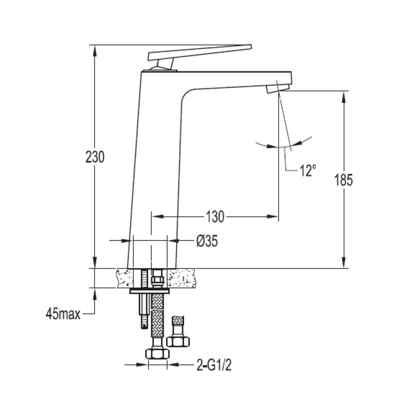 BADEN-F-LC-01-W0 Смеситель для накладных раковин, без донного клапана BADEN-F-LC-01-W0 Смеситель для накладных раковин, без донного клапана
