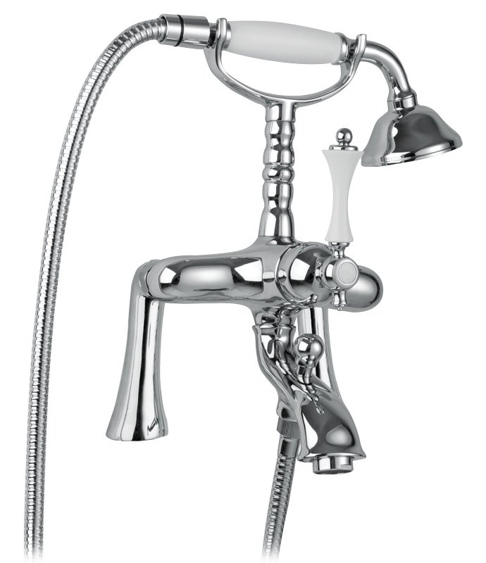 MARGOT-PBV-02-N Смеситель на борт ванны с ручным душем Исполнение: Бронза, Ручки: Черная  MARGOT-PBV-02-N Смеситель на борт ванны с ручным душем Исполнение: Бронза, Ручки: Черная