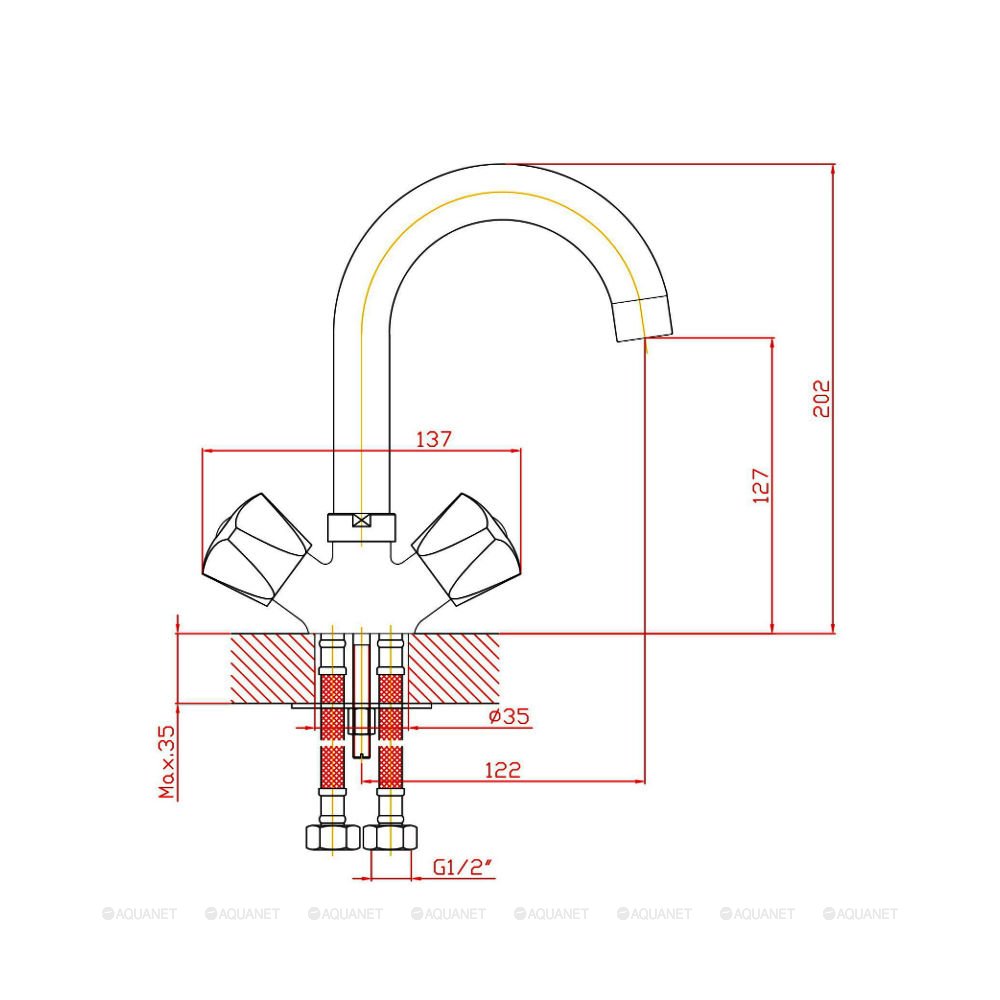 Смеситель для раковины Agger Retro-S A1801100 Смеситель для раковины Agger Retro-S A1801100