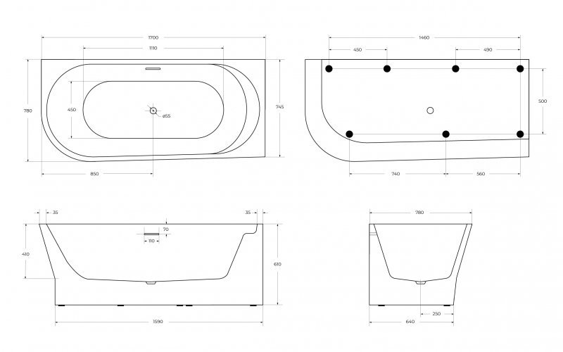 Акриловая ванна BELBAGNO BB410-1500-780-L Акриловая ванна BELBAGNO BB410-1500-780-L