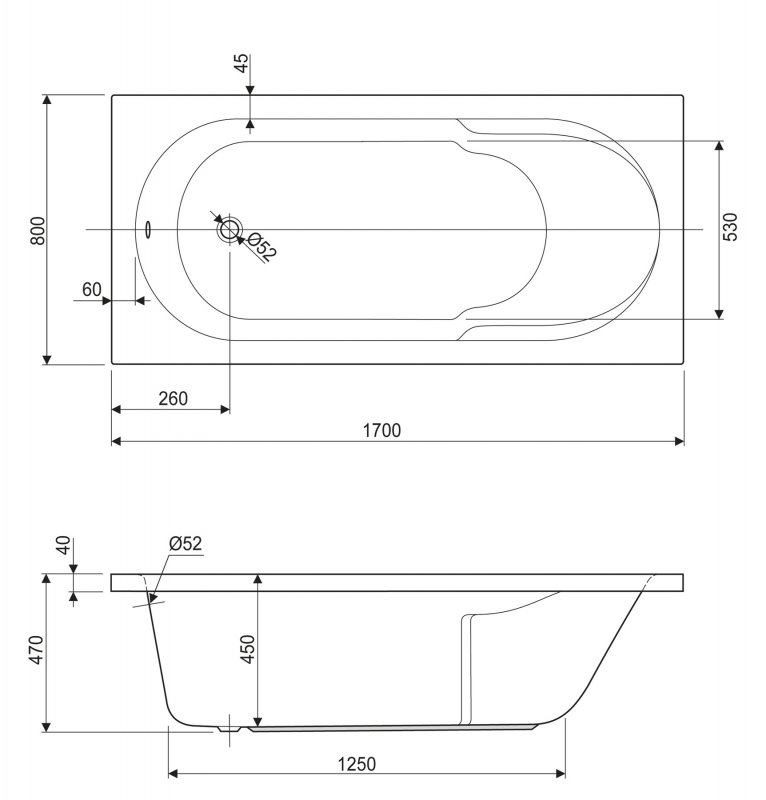 Акриловая ванна CEZARES ARNO-170-80-45-W37 Акриловая ванна CEZARES ARNO-170-80-45-W37