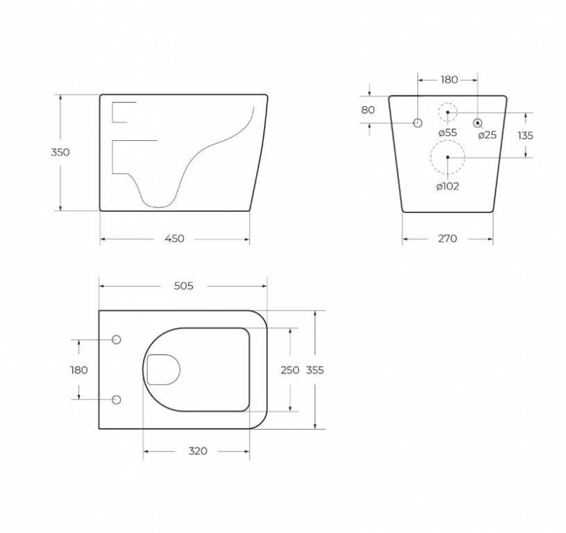 VENETO Чаша унитаза подвесного безободкового с креплением BB132CHR VENETO Чаша унитаза подвесного безободкового с креплением BB132CHR