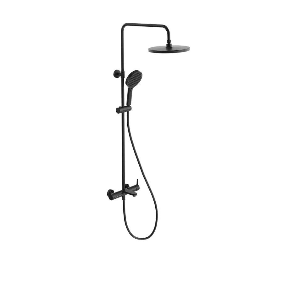 Душевая колонна FONTE на 3 потока с фиксированным изливом и механическим смесителем, черный матовый Душевая колонна FONTE на 3 потока с фиксированным изливом и механическим смесителем, черный матовый