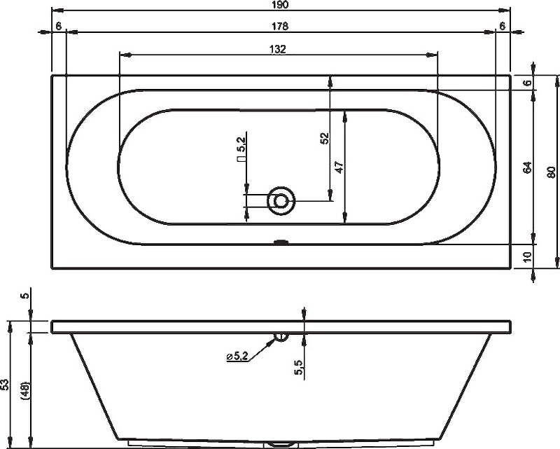 Акриловая ванна Riho Carolina 190х80 B057001005 Акриловая ванна Riho Carolina 190х80 B057001005