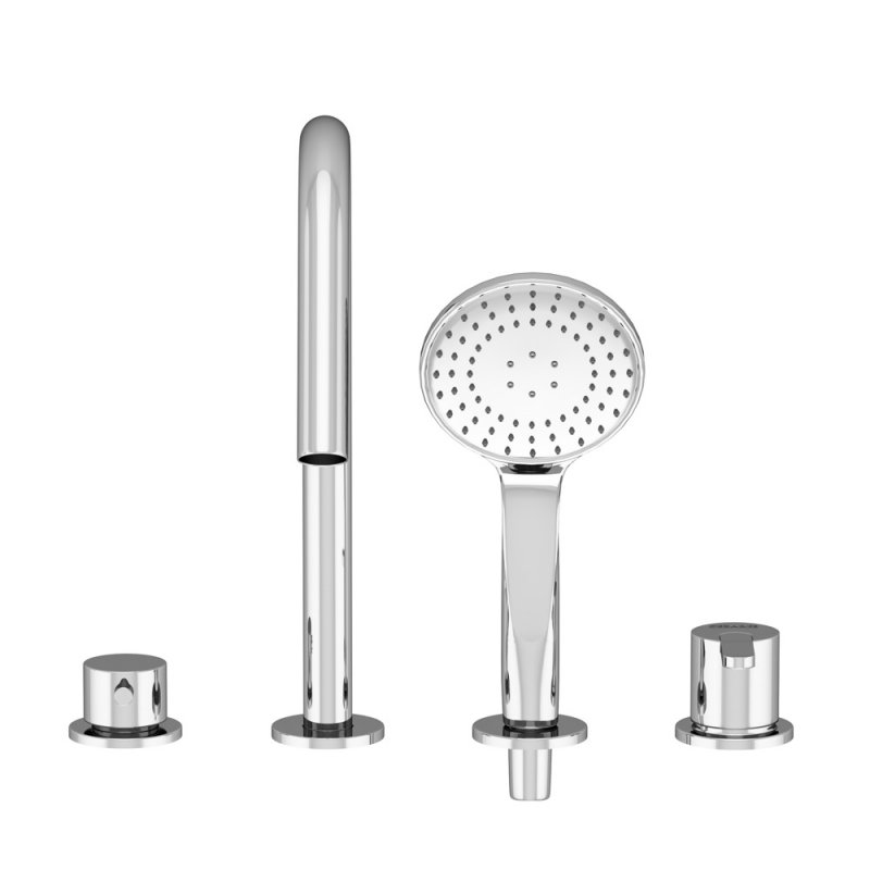 LEAF-BVDM4-PO Смеситель на борт ванны с выдвижным душем и переключателем Исполнение: GoldPVD  LEAF-BVDM4-PO Смеситель на борт ванны с выдвижным душем и переключателем Исполнение: GoldPVD