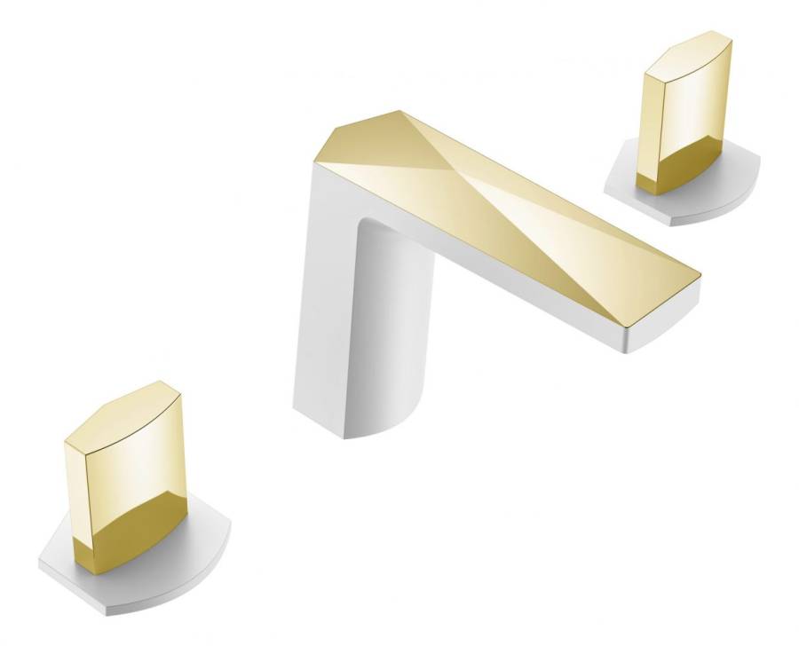 Смеситель врезной на 3отв. VENTURO белый-золото, ручка ICE Смеситель врезной на 3отв. VENTURO белый-золото, ручка ICE