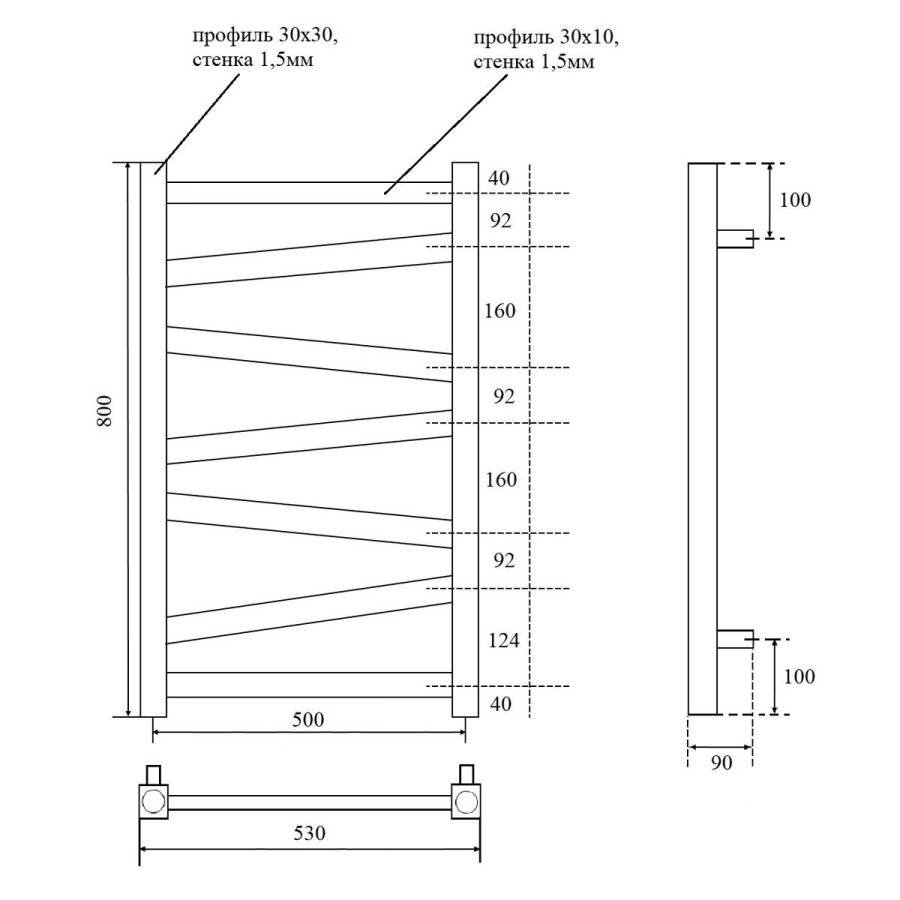 Полотенцесушитель электрический Point Феникс PN15158BE П7 500x800 левый/правый, черный Полотенцесушитель электрический Point Феникс PN15158BE П7 500x800 левый/правый, черный