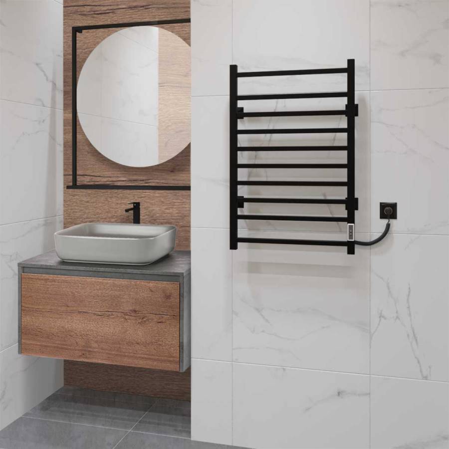 Полотенцесушитель электрический Vincea VTD-1LBE 50x80, черный, таймер Полотенцесушитель электрический Vincea VTD-1LBE 50x80, черный, таймер