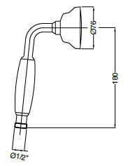 CZR-U-D1FC-03/24-Bi Ручной душ, ручка белая, исполнение золото 24 карат