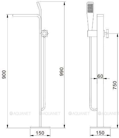 Смеситель для ванны с душем Aquanet JA-5002 Смеситель для ванны с душем Aquanet JA-5002