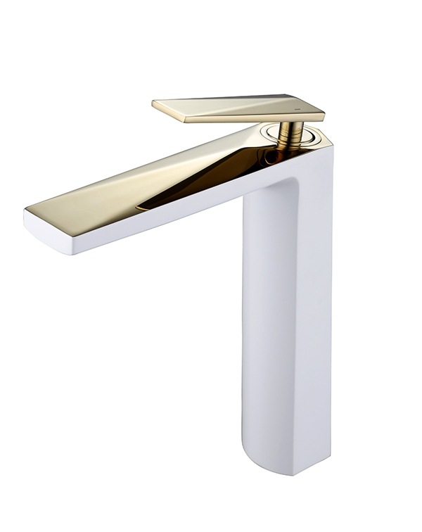 Смеситель для умывальника высокий VENTURO белый + золото Смеситель для умывальника высокий VENTURO белый + золото