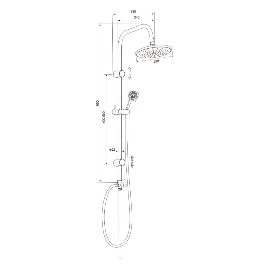 Душевой гарнитур с верхней лейкой, KDC02 Душевой гарнитур с верхней лейкой, KDC02
