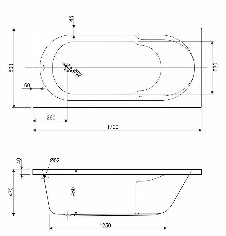 Акриловая ванна CEZARES ARNO-170-80-45-W37 Акриловая ванна CEZARES ARNO-170-80-45-W37