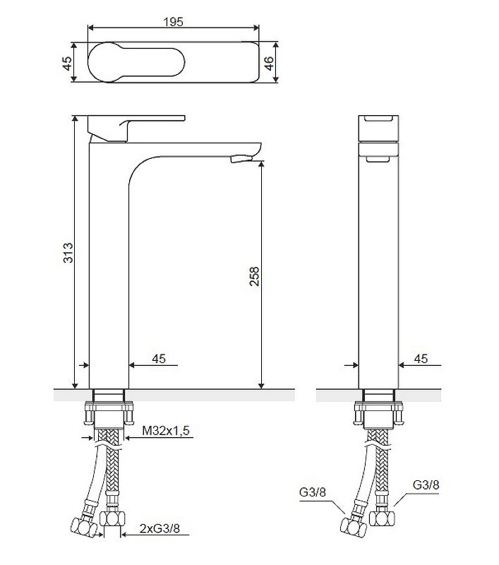 Смеситель для умывальника EXCELLENT Oxalia AREX.9002CR (хром) Смеситель для умывальника EXCELLENT Oxalia AREX.9002CR (хром)