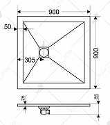 Душевой поддон квадратный RGW ST-W Белый (Комплект)  900x900