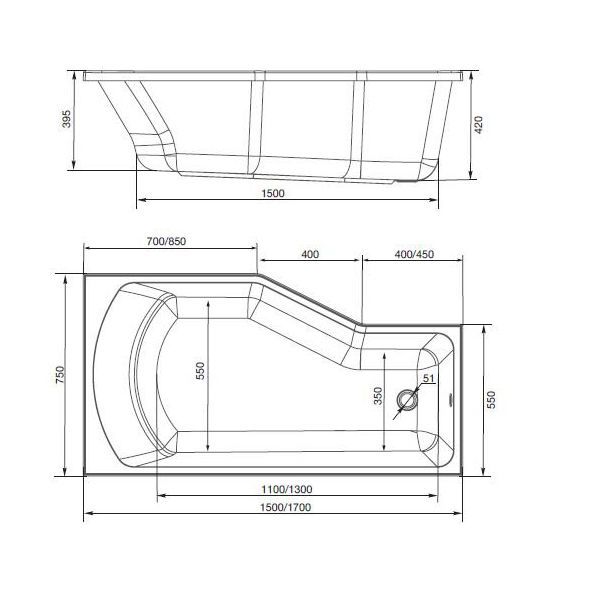 Ванна CROSS 170х75 L Ванна CROSS 170х75 L