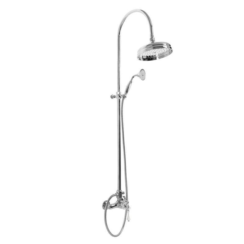 MARGOT-CD-03/24-Bi Душевая стойка со смесителем, верхним и ручным душем Исполнение: Золото 24 карат, Ручки: Белая  MARGOT-CD-03/24-Bi Душевая стойка со смесителем, верхним и ручным душем Исполнение: Золото 24 карат, Ручки: Белая