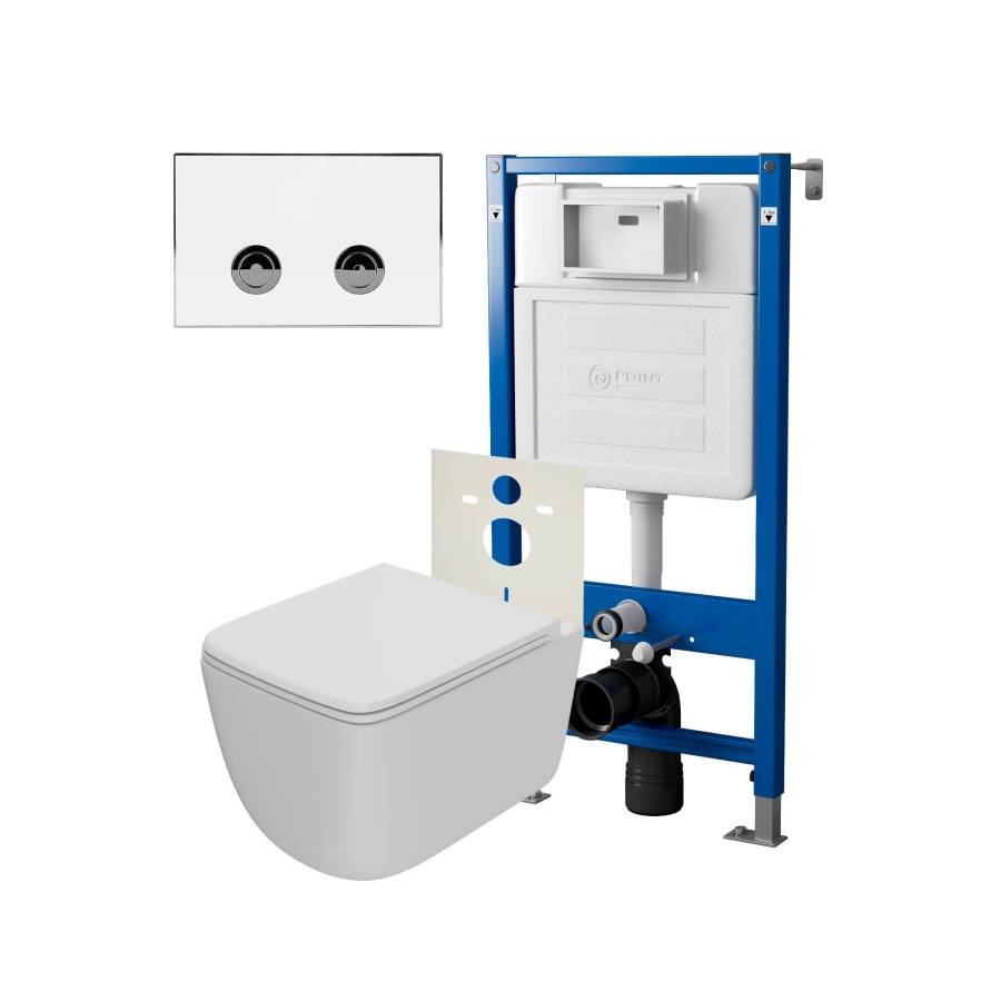 Сет: Система инсталляции пневматическая Point Элемент П для подвесного унитаза PN45121 + Клавиша смыва для пневматической инсталляции Point Венера, белый/хром, PN44071WC + Унитаз подвесной Point Меркурий безободковый, сиденье дюропласт микролифт, быстросъ Сет: Система инсталляции пневматическая Point Элемент П для подвесного унитаза PN45121 + Клавиша смыва для пневматической инсталляции Point Венера, белый/хром, PN44071WC + Унитаз подвесной Point Меркурий безободковый, сиденье дюропласт микролифт, быстросъ