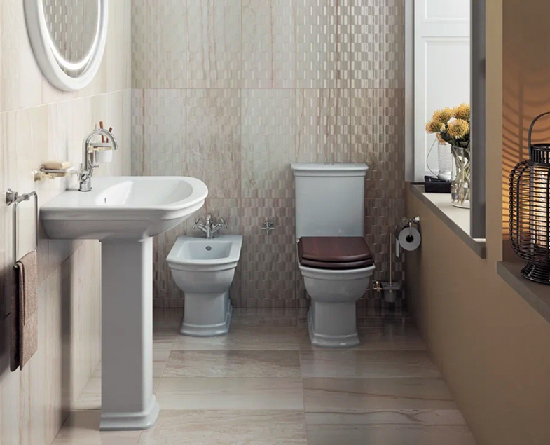 Комплект напольного унитаза Serenada с деревянной крышкой, механизм 3/6 л Комплект напольного унитаза Serenada с деревянной крышкой, механизм 3/6 л