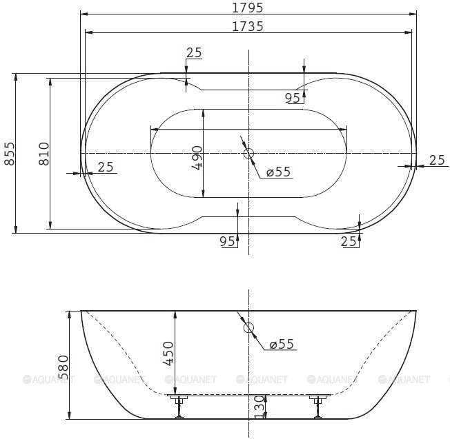 Акриловая ванна BELBAGNO BB28, 1795x855x580 Акриловая ванна BELBAGNO BB28, 1795x855x580
