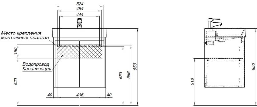 Тумба под раковину Aquanet Nova Lite 60 белый глянец (2 дверцы) Тумба под раковину Aquanet Nova Lite 60 белый глянец (2 дверцы)