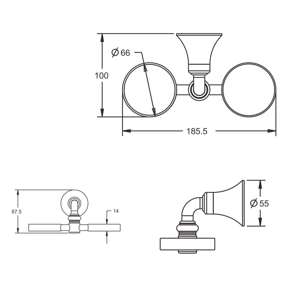 2 стакана с держателем, RG1222 Rose, Хром 2 стакана с держателем, RG1222 Rose, Хром