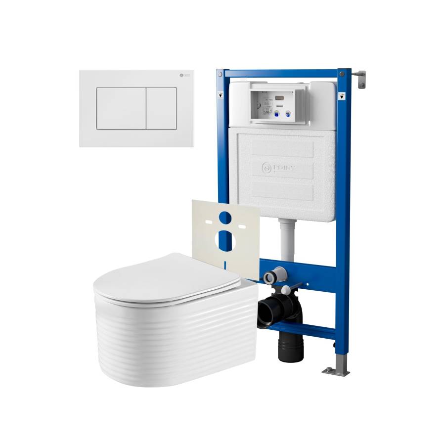 Сет: Система инсталляции Point Элемент для подвесного унитаза PN45120 + Клавиша смыва для инсталляции Point Ника, белая, PN44081W + Унитаз подвесной Point Омега безободковый, белый, сиденье дюропласт, микролифт быстросъемное PN41902 Сет: Система инсталляции Point Элемент для подвесного унитаза PN45120 + Клавиша смыва для инсталляции Point Ника, белая, PN44081W + Унитаз подвесной Point Омега безободковый, белый, сиденье дюропласт, микролифт быстросъемное PN41902