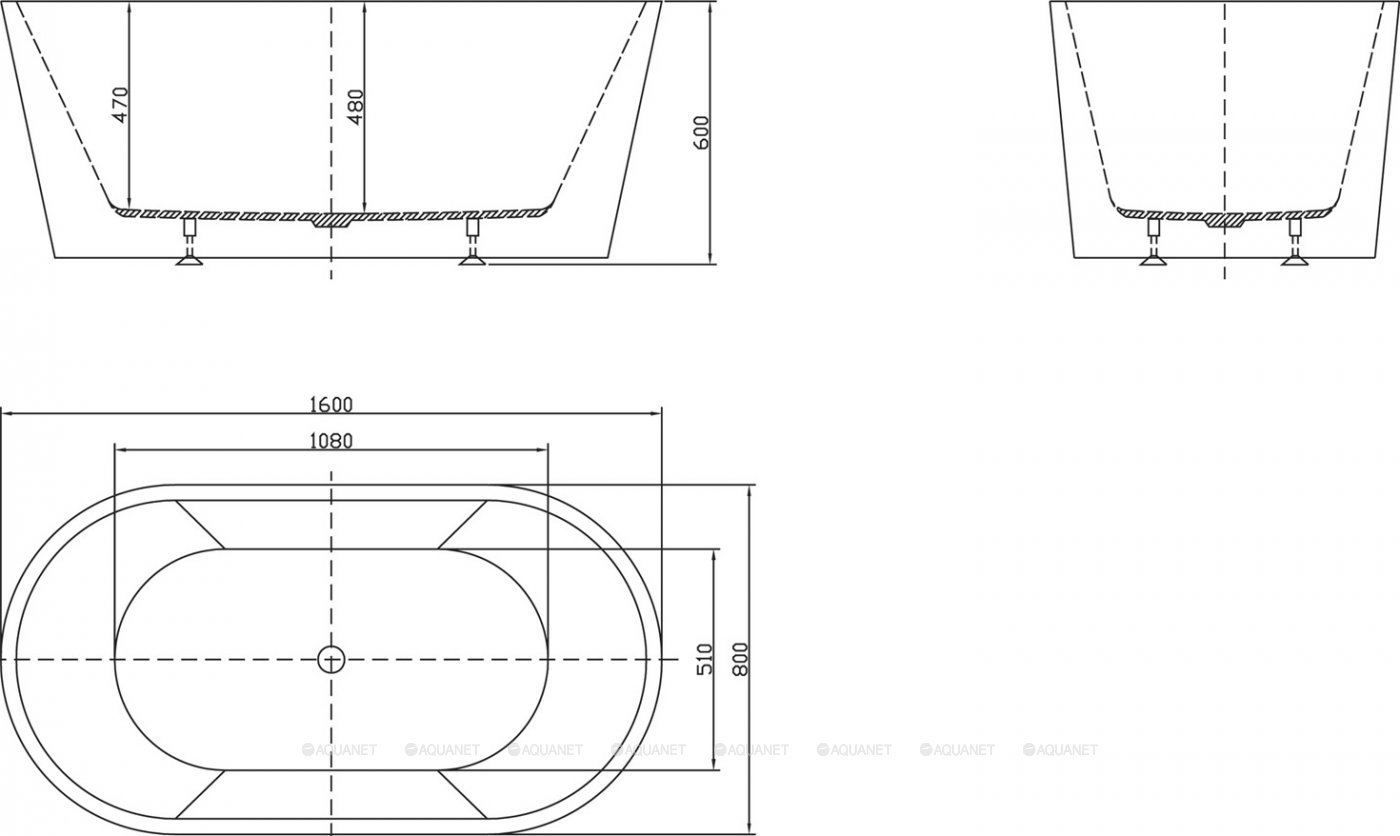 Акриловая ванна BELBAGNO BB202-1600-800 Акриловая ванна BELBAGNO BB202-1600-800