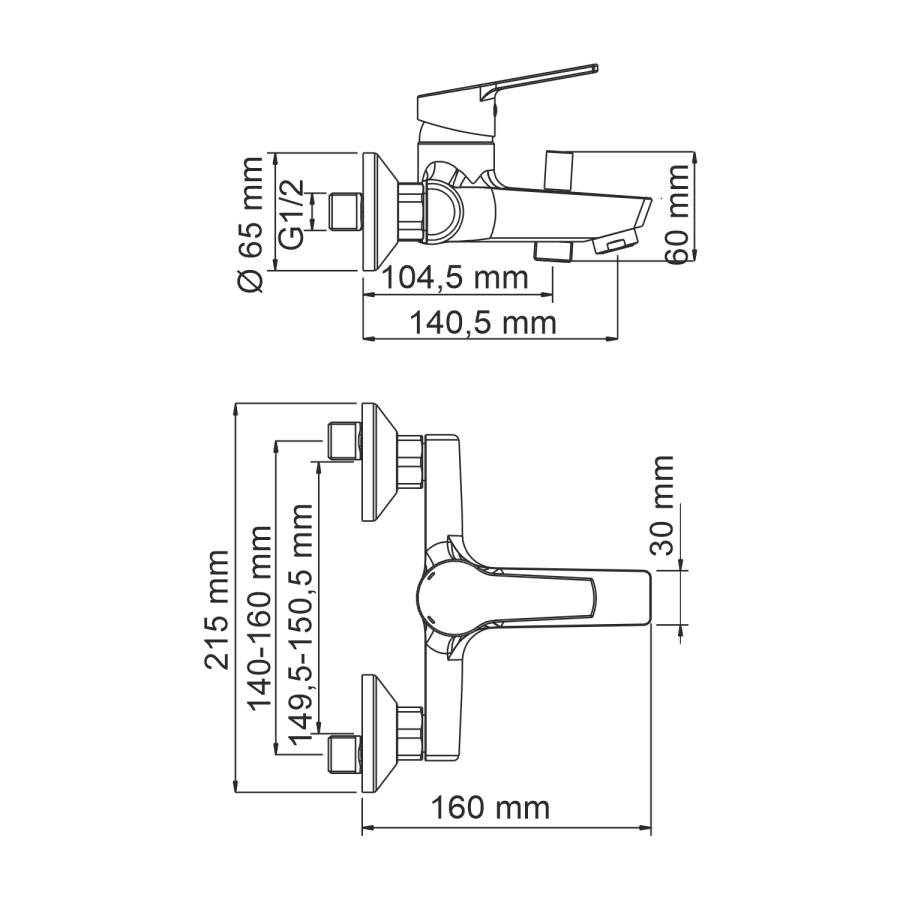 Rhin 4401 Смеситель для ванны с коротким изливом Wasserkraft Rhin 4401 Смеситель для ванны с коротким изливом Wasserkraft