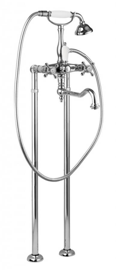 GOLF-VDP2-03/24-M Напольный смеситель для ванны с ручным душем и поворотным изливом Исполнение: Золото 24 карат, Ручки: Золото 24 карат  GOLF-VDP2-03/24-M Напольный смеситель для ванны с ручным душем и поворотным изливом Исполнение: Золото 24 карат, Ручки: Золото 24 карат